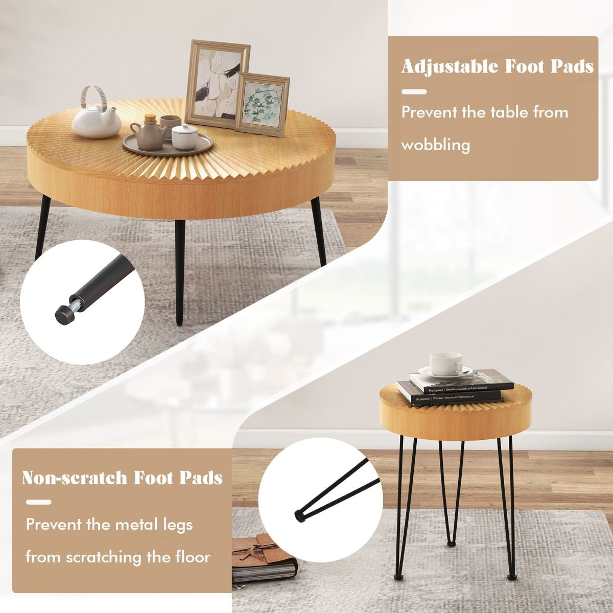 Set of 2 Boho Farmhouse Coffee Table