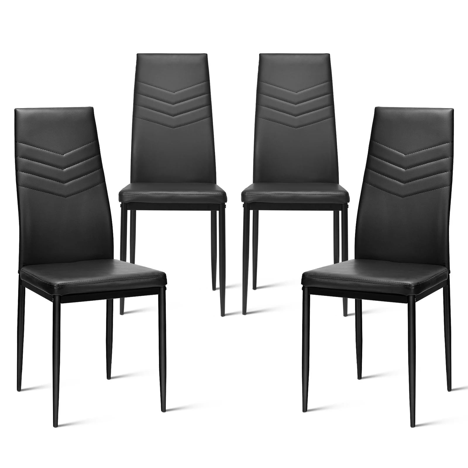 4 PCS Armless Side Chairs with Upholstered Cushion and Sturdy Metal Frame