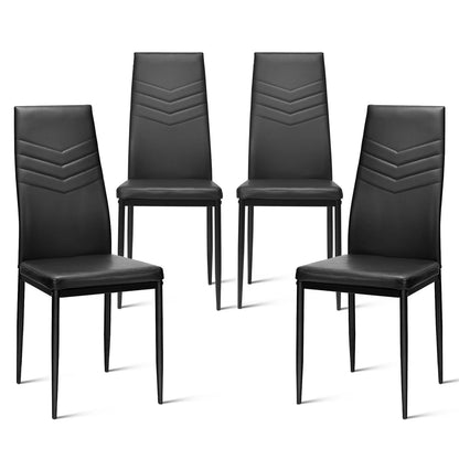 4 PCS Armless Side Chairs with Upholstered Cushion and Sturdy Metal Frame
