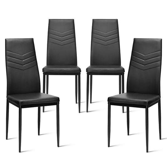 4 PCS Armless Side Chairs with Upholstered Cushion and Sturdy Metal Frame