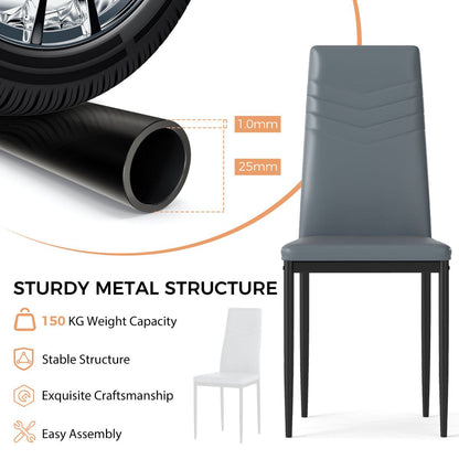 4 PCS Armless Side Chairs with Upholstered Cushion and Sturdy Metal Frame