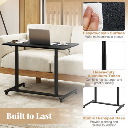 C-Shaped Mobile Standing Desk with Adjustable Height and Lockable Wheels