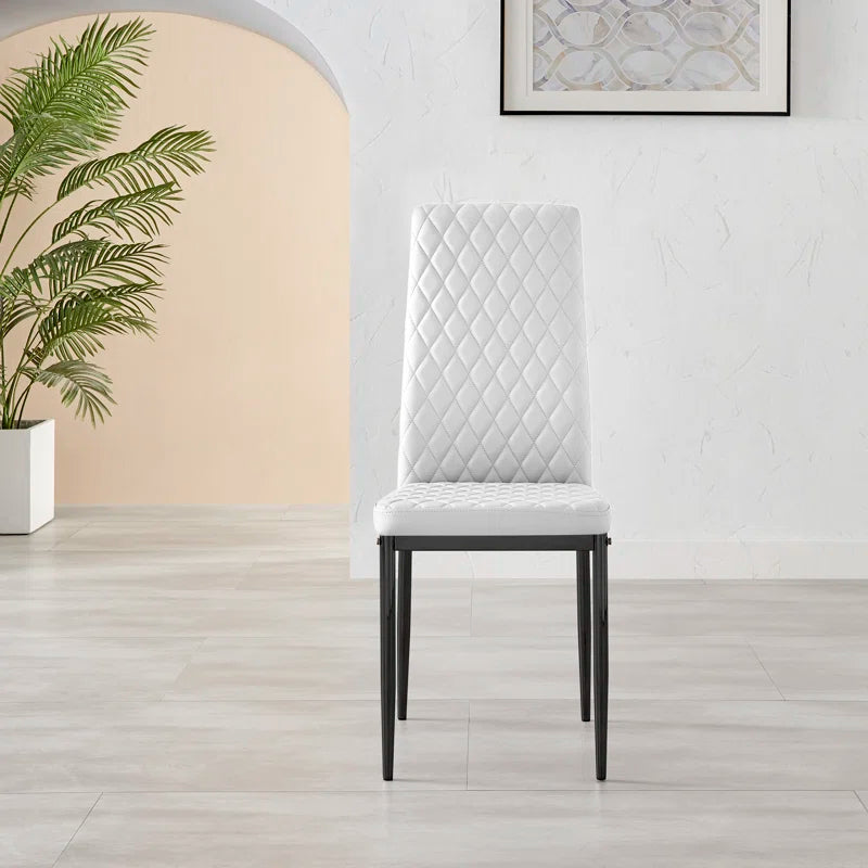 Adler round Dining Table Set with Shelf & 4 Quilted Faux Leather Dining Chairs