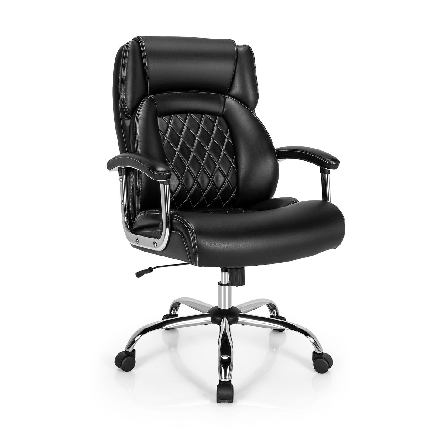 Leather Office Chair with Rocking Mode and Armrests