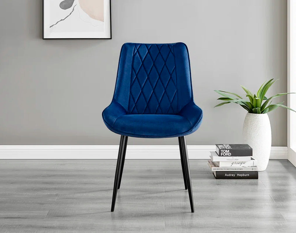 Ellis White Marble Effect Melamine round Dining Table Set with 2 Luxury Velvet Dining Chairs