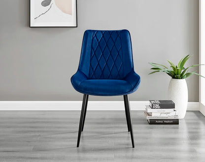 Ellis White Marble Effect Melamine round Dining Table Set with 2 Luxury Velvet Dining Chairs