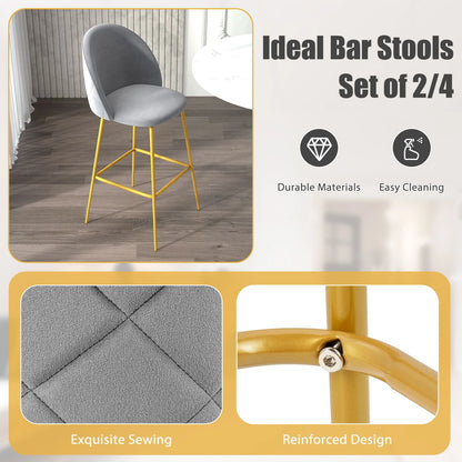 Bar Stools Set of 2 with Curved Backs and Padded Seats