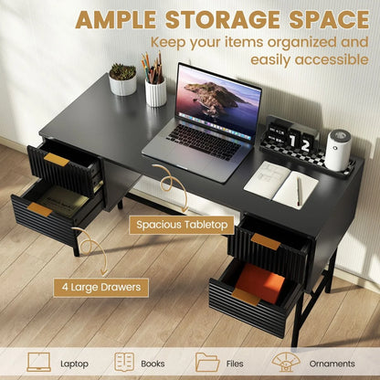 Modern Computer Desk with 4 Drawers and Storage