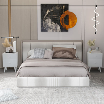 2-Drawer Nightstand with Solid Rubber Wood Legs and Large Storage Space