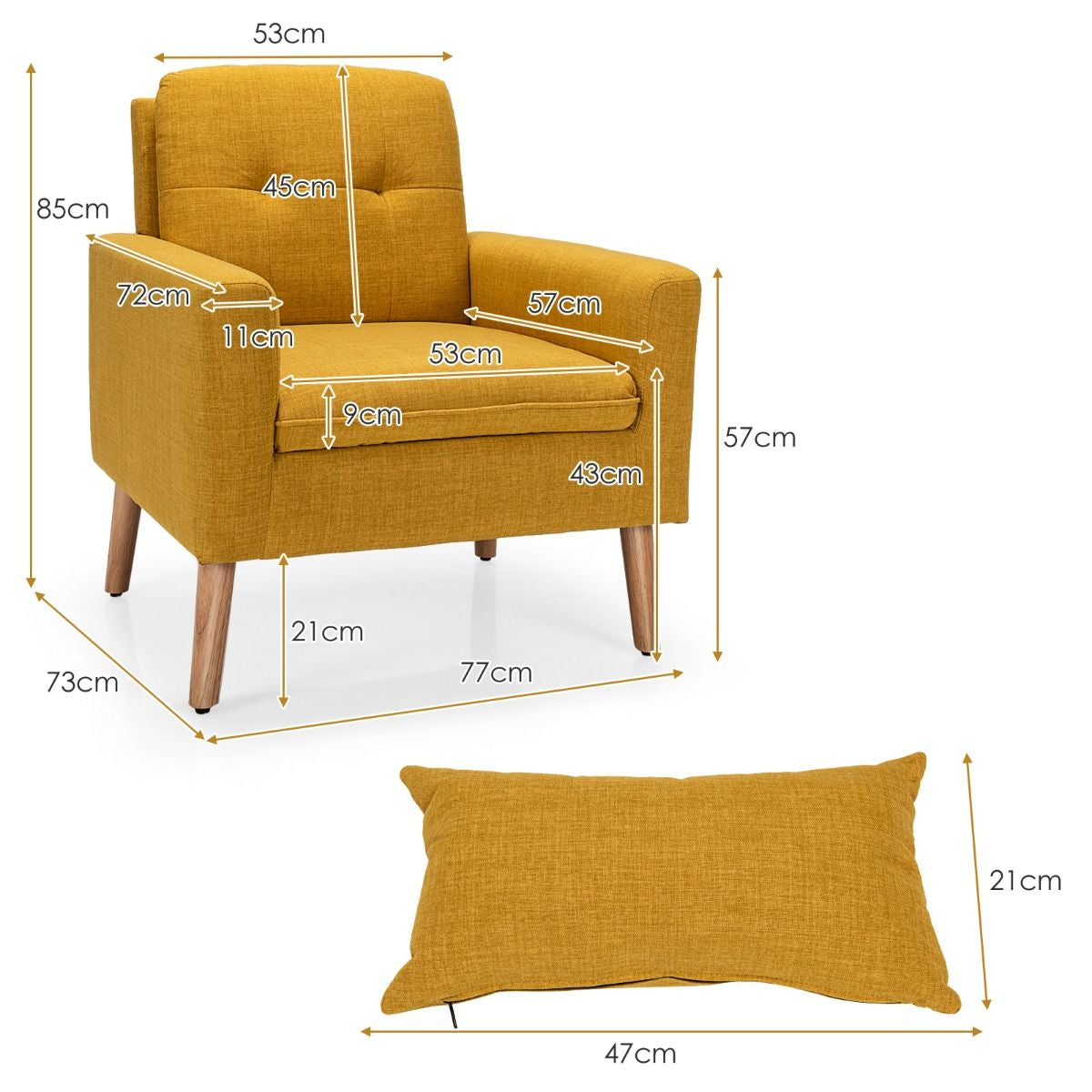 Modern Accent Chair with Lumbar Pillow