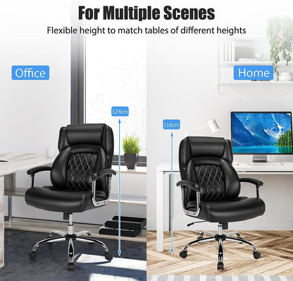 Leather Office Chair with Rocking Mode and Armrests