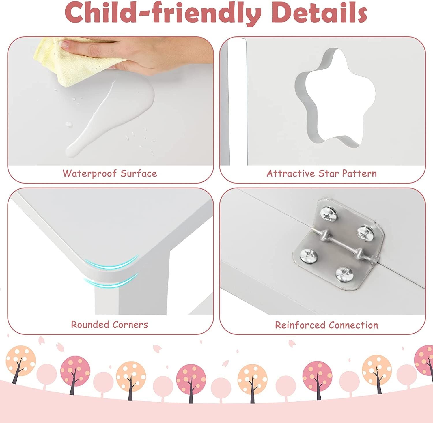 Wooden Kids Desk and Chair Set with Hutch for Studying and Reading