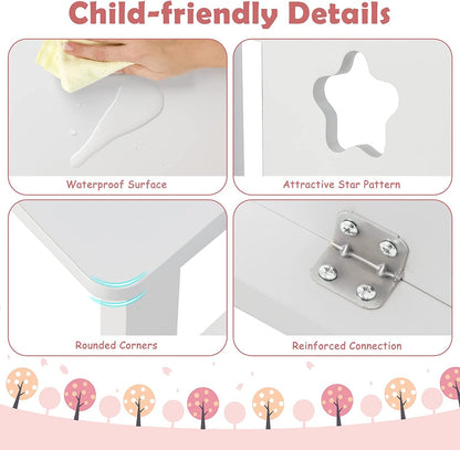 Wooden Kids Desk and Chair Set with Hutch for Studying and Reading