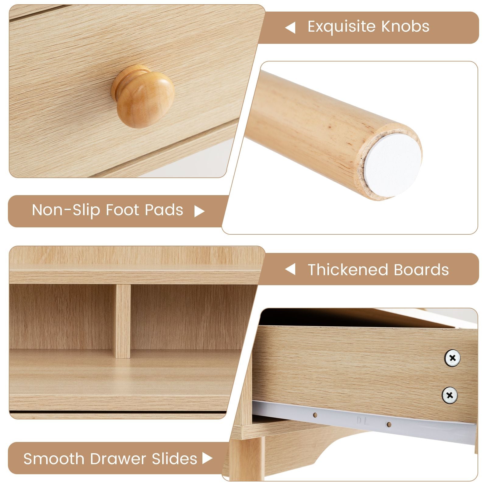 120 CM Writing Desk with Hutch and Drawers for Bedroom