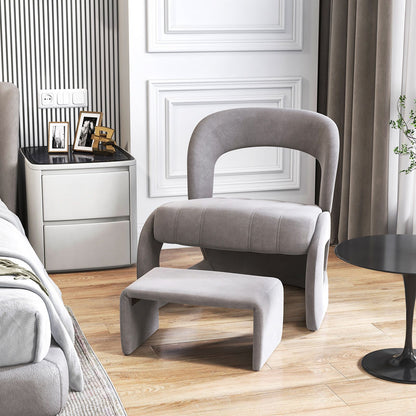 Accent Chair with Ottoman and Open Curved Back
