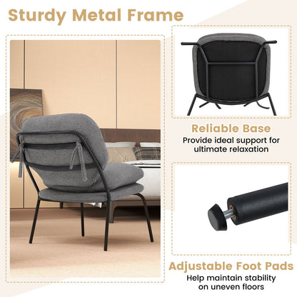 Armless Accent Chair Teddy Fleece Fabric Upholstered Leisure Chair