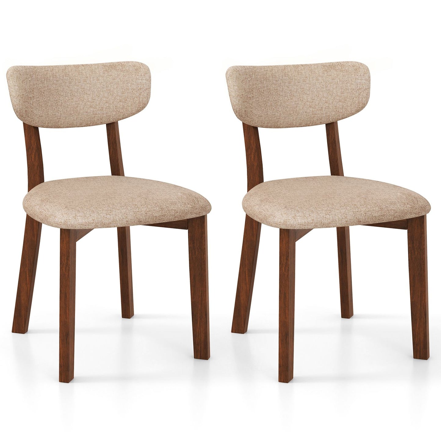 Upholstered Mid-Back Chairs with Solid Rubber Wood Frame
