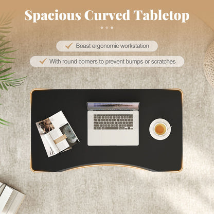 C-Shaped Mobile Standing Desk with Adjustable Height and Lockable Wheels