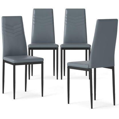 4 PCS Armless Side Chairs with Upholstered Cushion and Sturdy Metal Frame