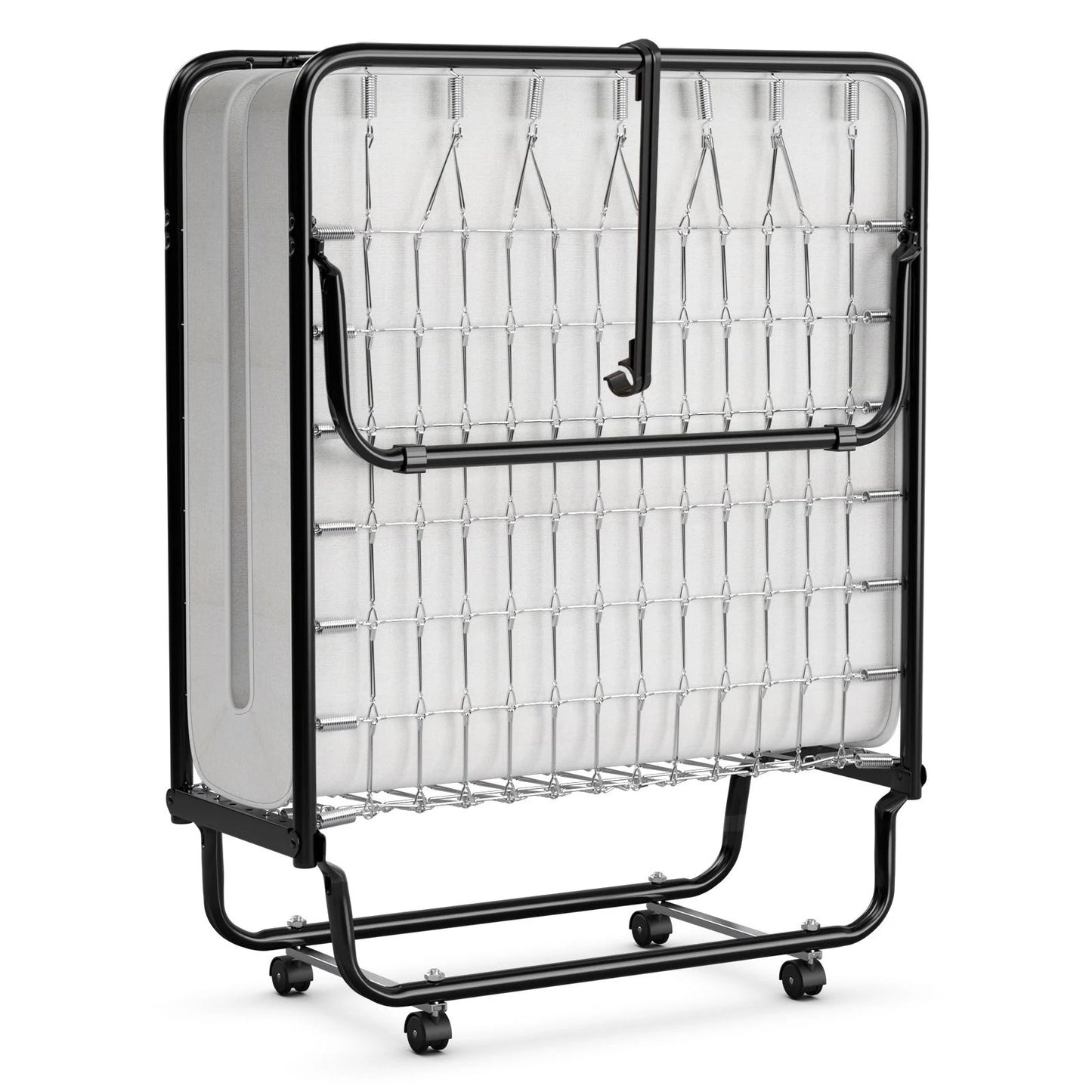 Folding Bed with Memory Foam Mattress with Wheels Made in Italy