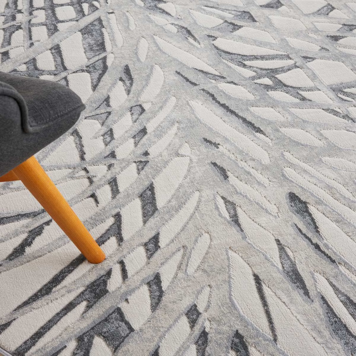 Rustic Textures Ivory & Grey Circle Rug, 160 Cm