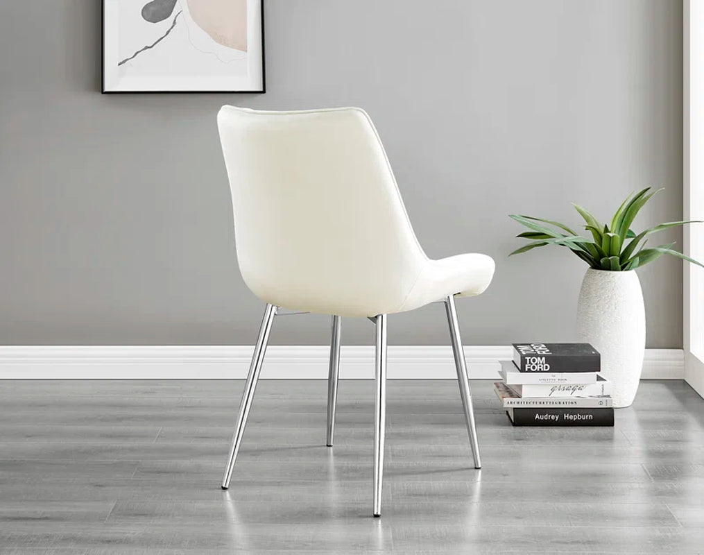 Ellis White Marble Effect Melamine round Dining Table Set with 2 Luxury Velvet Dining Chairs