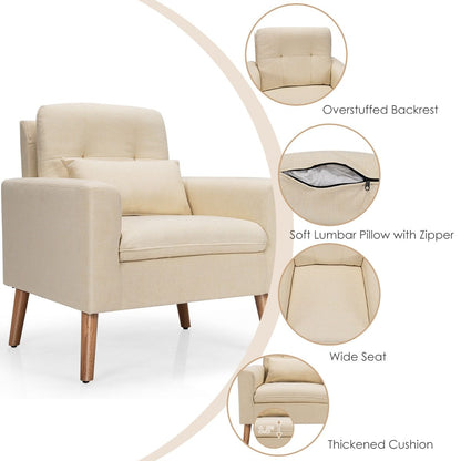 Modern Accent Chair with Lumbar Pillow