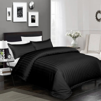 Klarita 250 TC Microfibre Reversible Striped Duvet Cover Set with Pillowcases