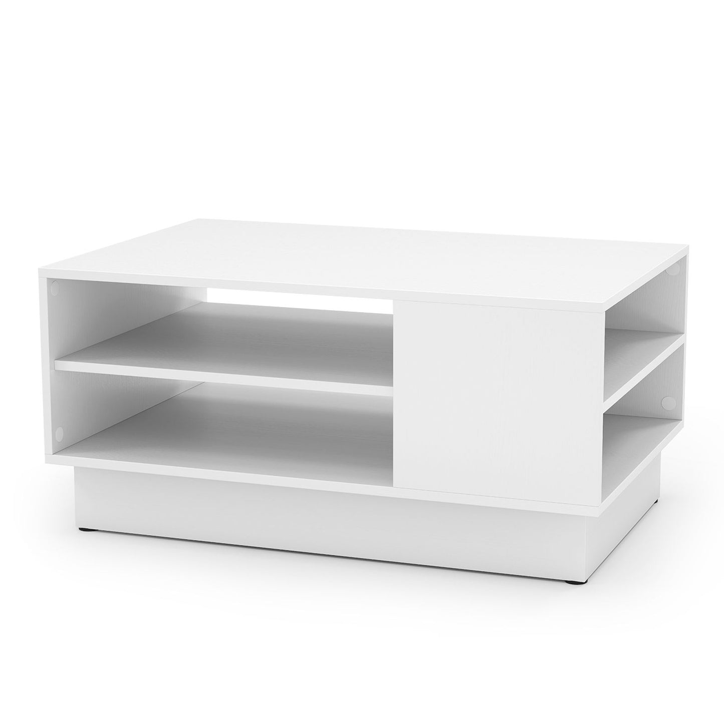 Modern Rectangle Coffee Table with 2-Tier Open Storage Shelves