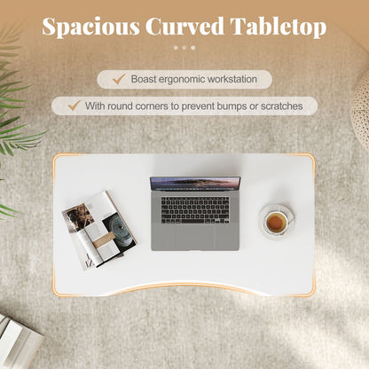 C-Shaped Mobile Standing Desk with Adjustable Height and Lockable Wheels