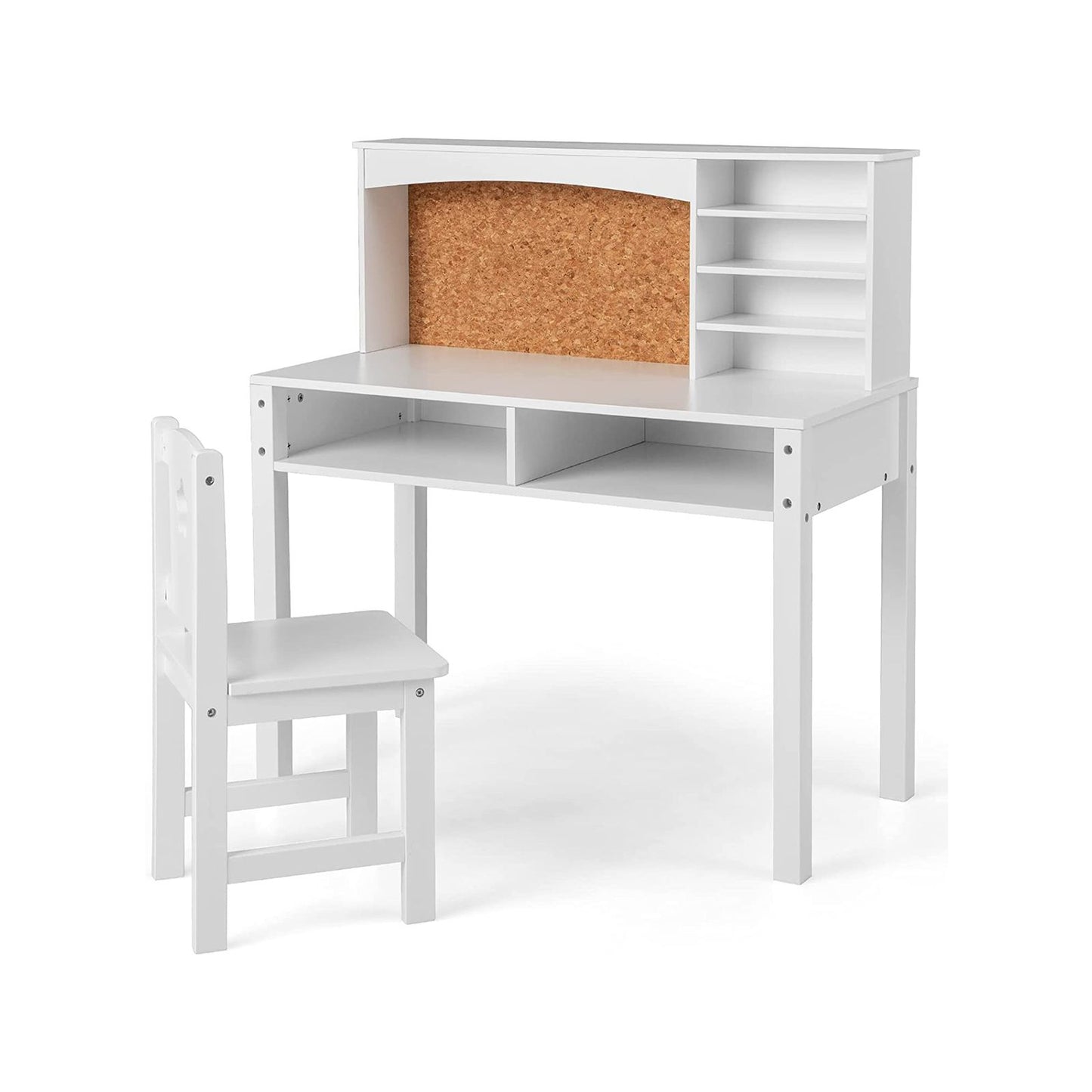 Wooden Kids Desk and Chair Set with Hutch for Studying and Reading