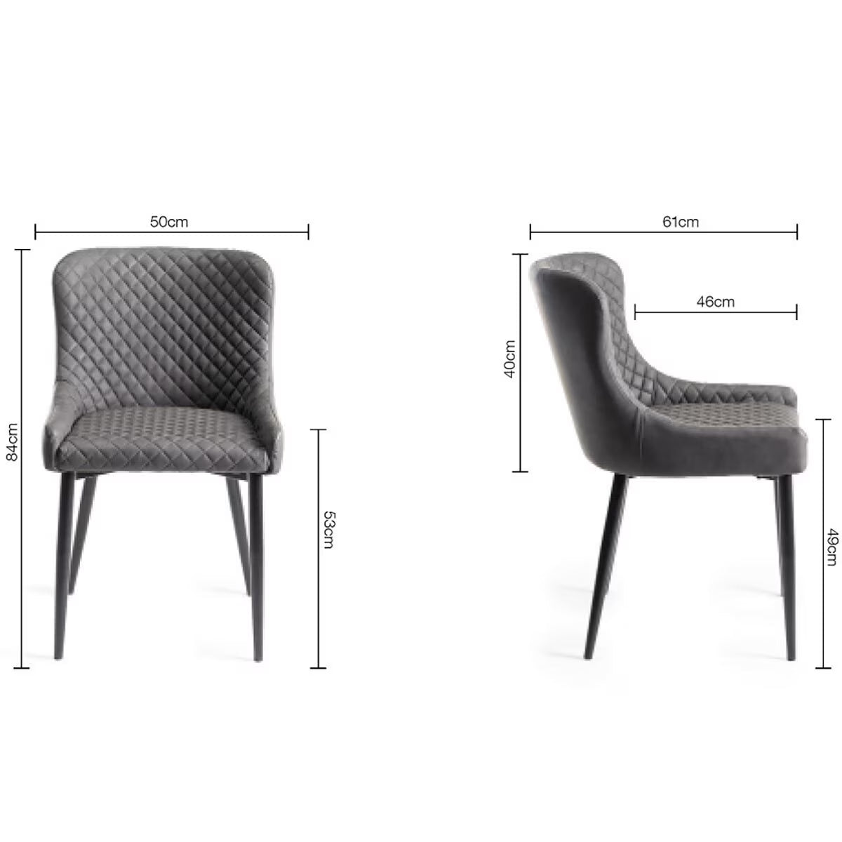 Finch Grey Faux Leather Diamond Stitch Dining Chair, 2 Pack