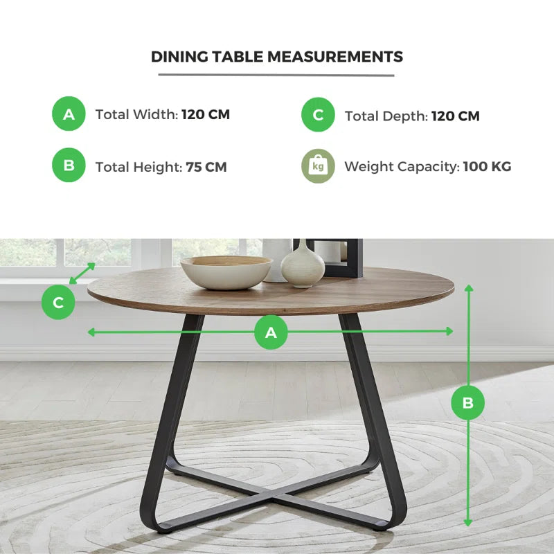 Chowchilla Luxury round Dining Table - Modern Industrial Style
