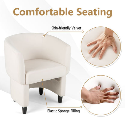 Upholstered Velvet Barrel Chair Modern Club Chair with Ottoman