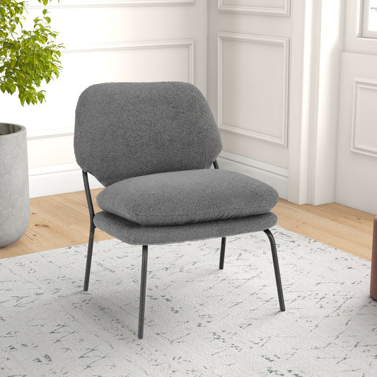 Armless Accent Chair Teddy Fleece Fabric Upholstered Leisure Chair
