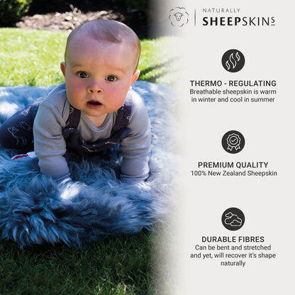 Long Wool Double Rug in Steel Grey, 180 X 55 Cm