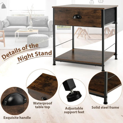 2-Tier Nightstand Bedside End Sofa Coffee Table for Bedroom Living Room