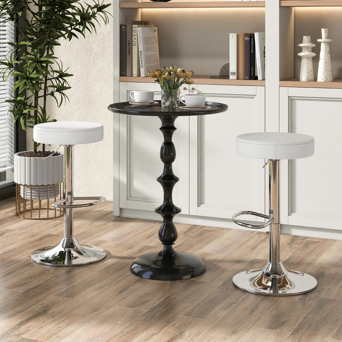 Height-Adjustable Bar Stool Set of 2 with Footrest