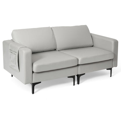 2-Seat Modern Sofa Couch with Detachable Remote Control Holder