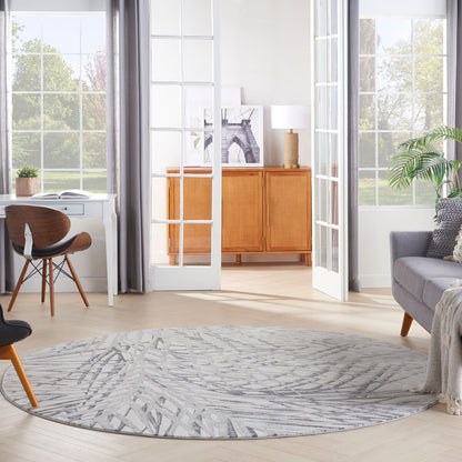 Rustic Textures Ivory & Grey Circle Rug, 160 Cm
