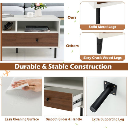 Rectangle Sofa Tea Table with Sturdy Metal Legs for Home Office