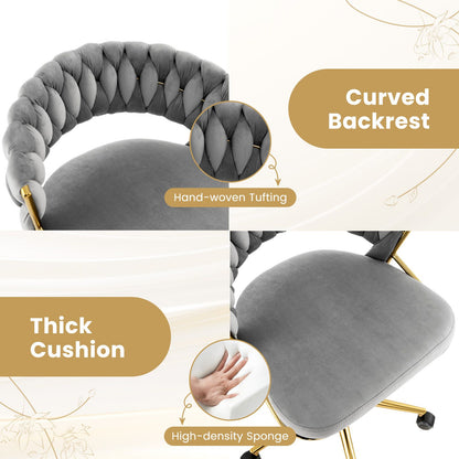 360° Swivel Home Office Desk Chair Set of 2 with Hand-Woven Back