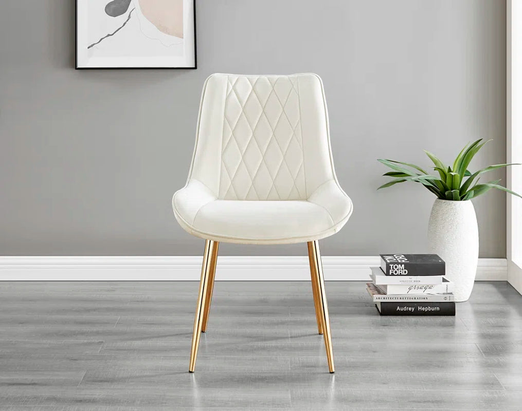 Ellis White Marble Effect Melamine round Dining Table Set with 2 Luxury Velvet Dining Chairs