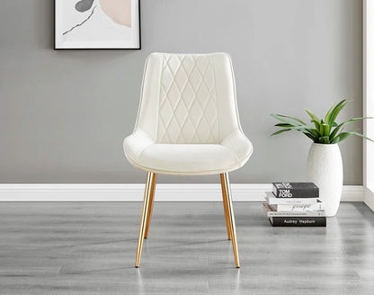 Ellis White Marble Effect Melamine round Dining Table Set with 2 Luxury Velvet Dining Chairs