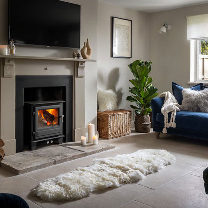 Long Wool Double Rug in Ivory, 180 X 55 Cm