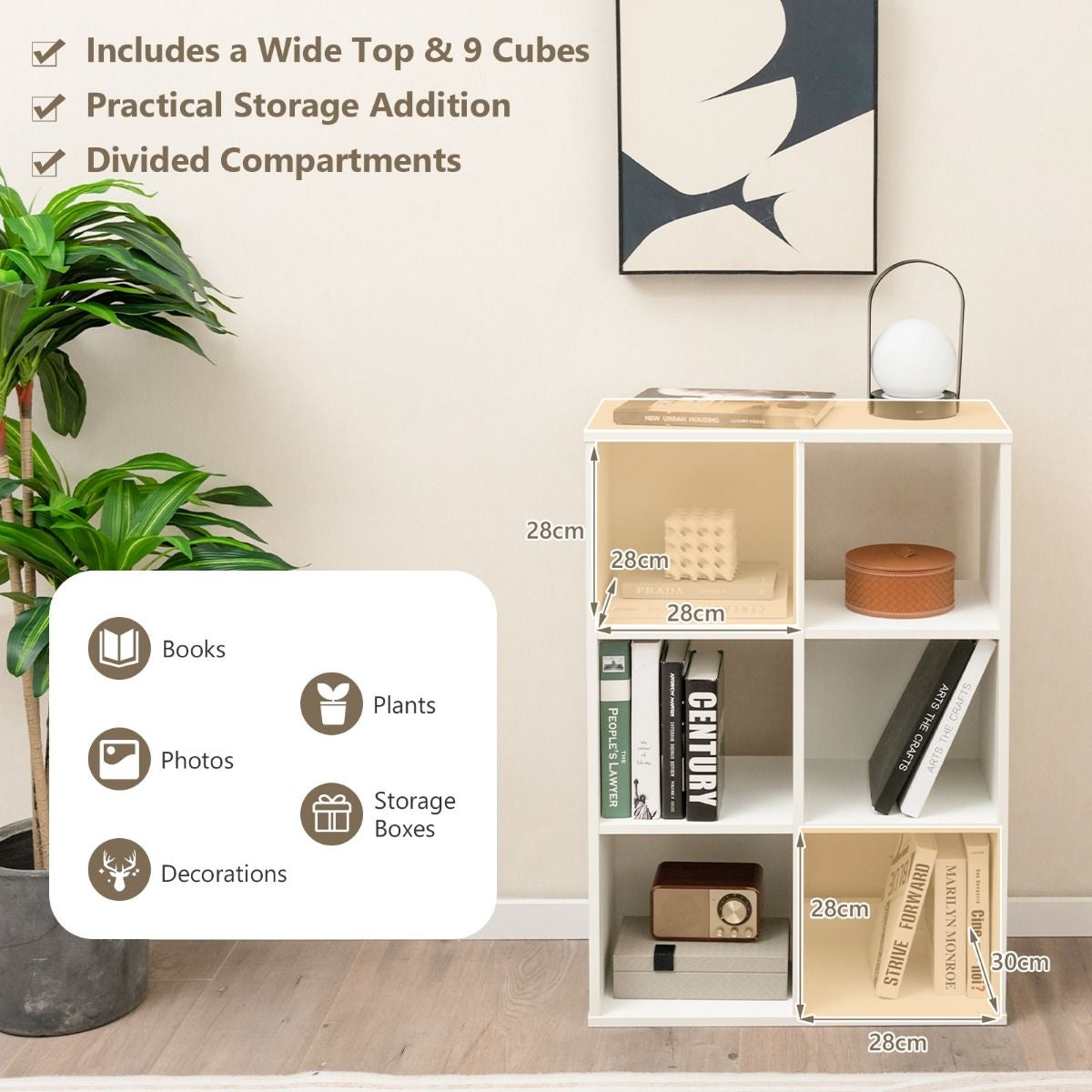 6-Cube Bookshelf Bookcase with 2 Anti-Tipping Kits for Living Room