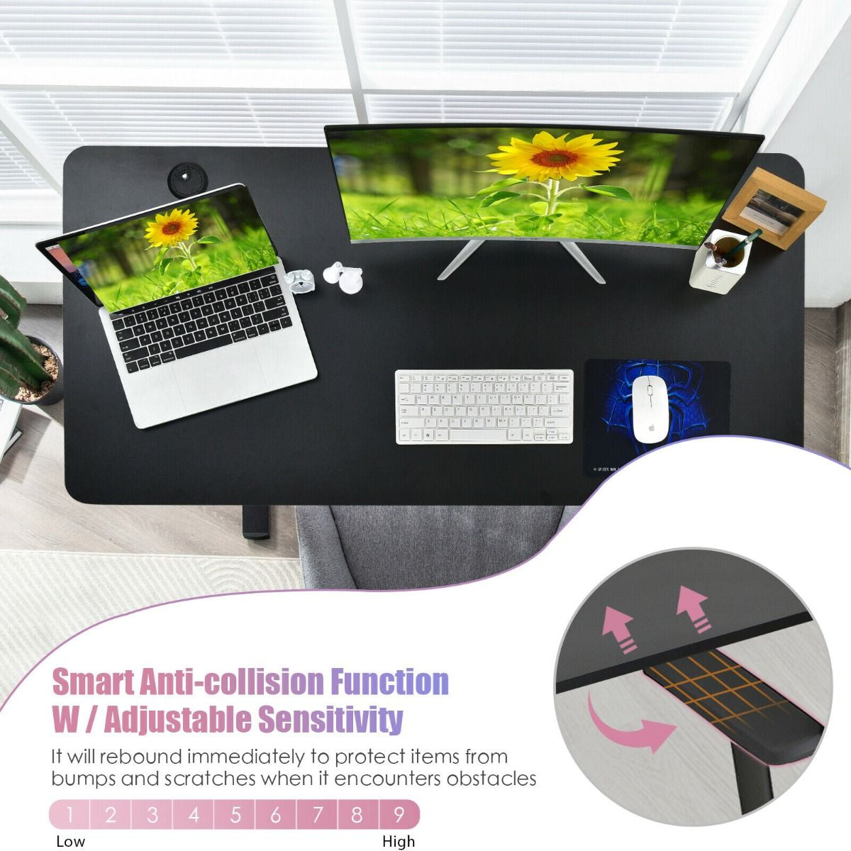 Ergonomic Computer Table and Workstation with USB Charging Port