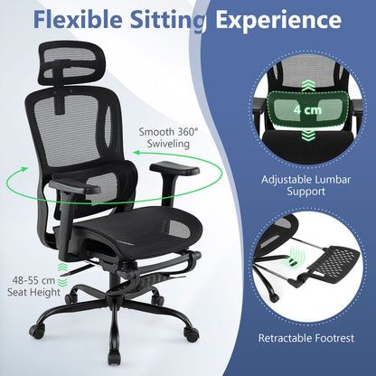 Ergonomic Office Chair Swivel Computer Desk Chair with Rotating Headrest