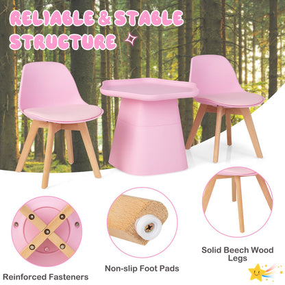 Toddler Activity Play Table with Backrest, Padded Seat and Concave Tabletop