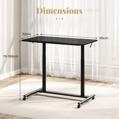 C-Shaped Mobile Standing Desk with Adjustable Height and Lockable Wheels